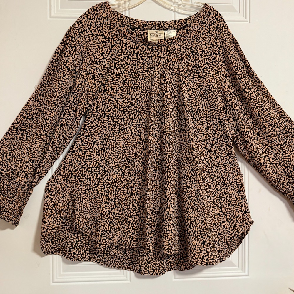 The Masai Clothing Company Tunic Blouse SZ XL Boho Chic Smocked Cuffs Fairygoth